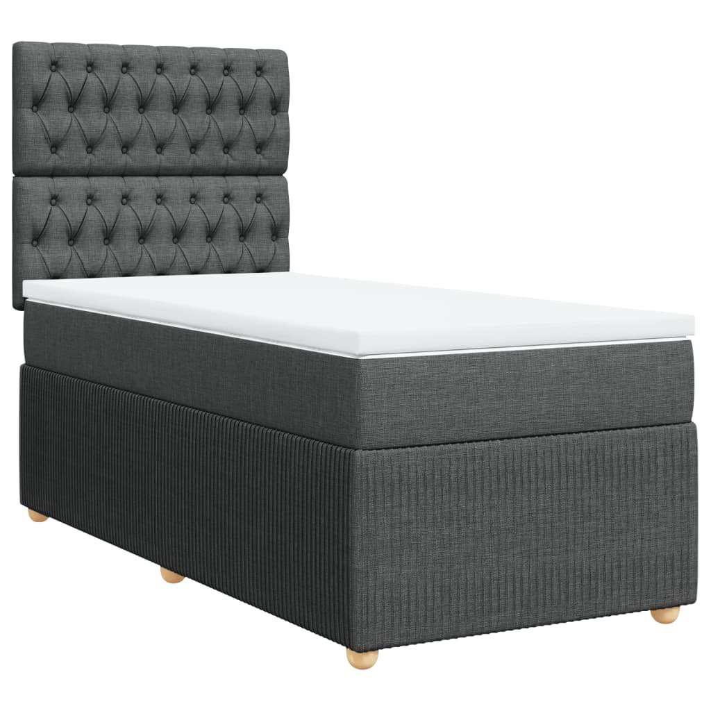 vidaXL Cama box spring con colchón tela gris oscuro 90x190 cm