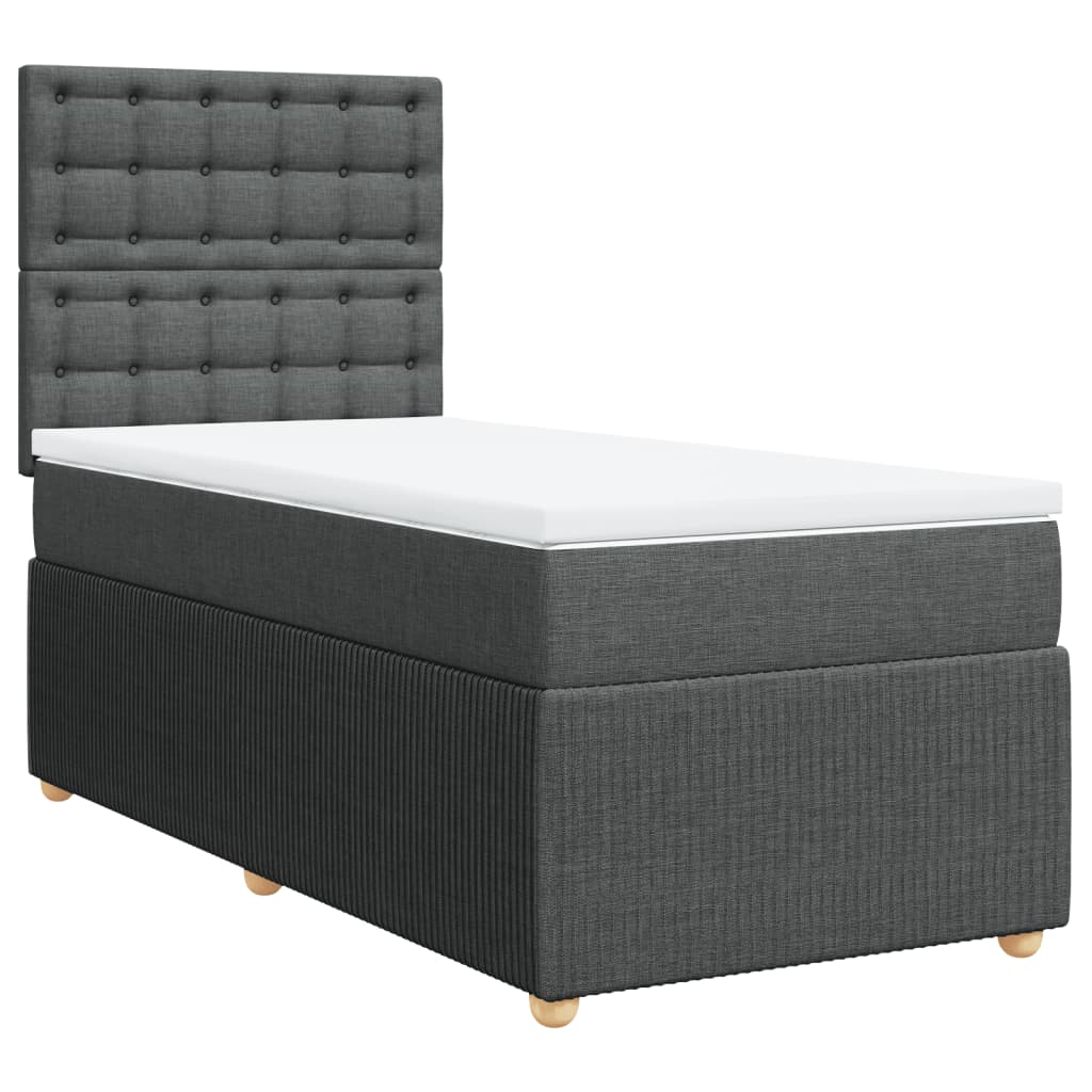 vidaXL Cama box spring con colchón tela gris oscuro 90x190 cm