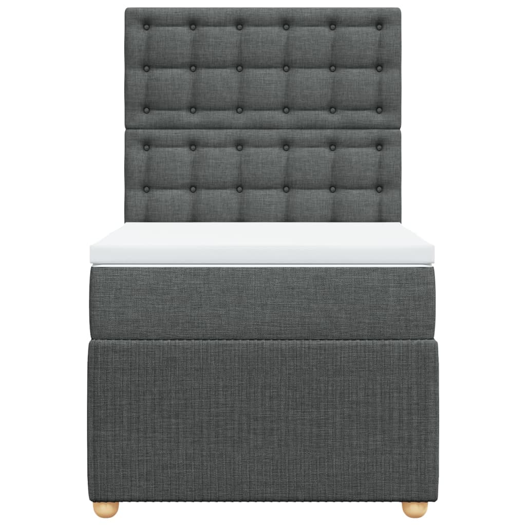 vidaXL Cama box spring con colchón tela gris oscuro 90x190 cm