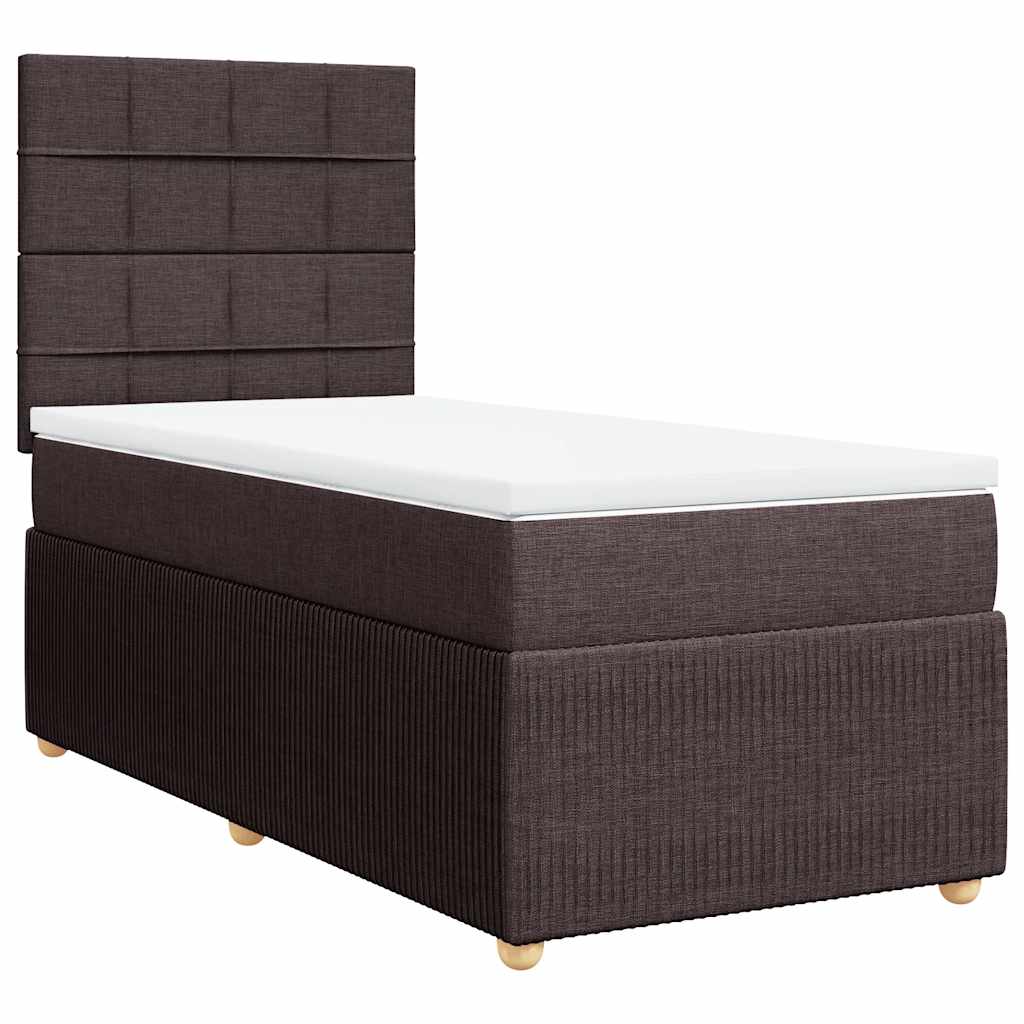 vidaXL Cama box spring con colchón tela marrón oscuro 90x200 cm