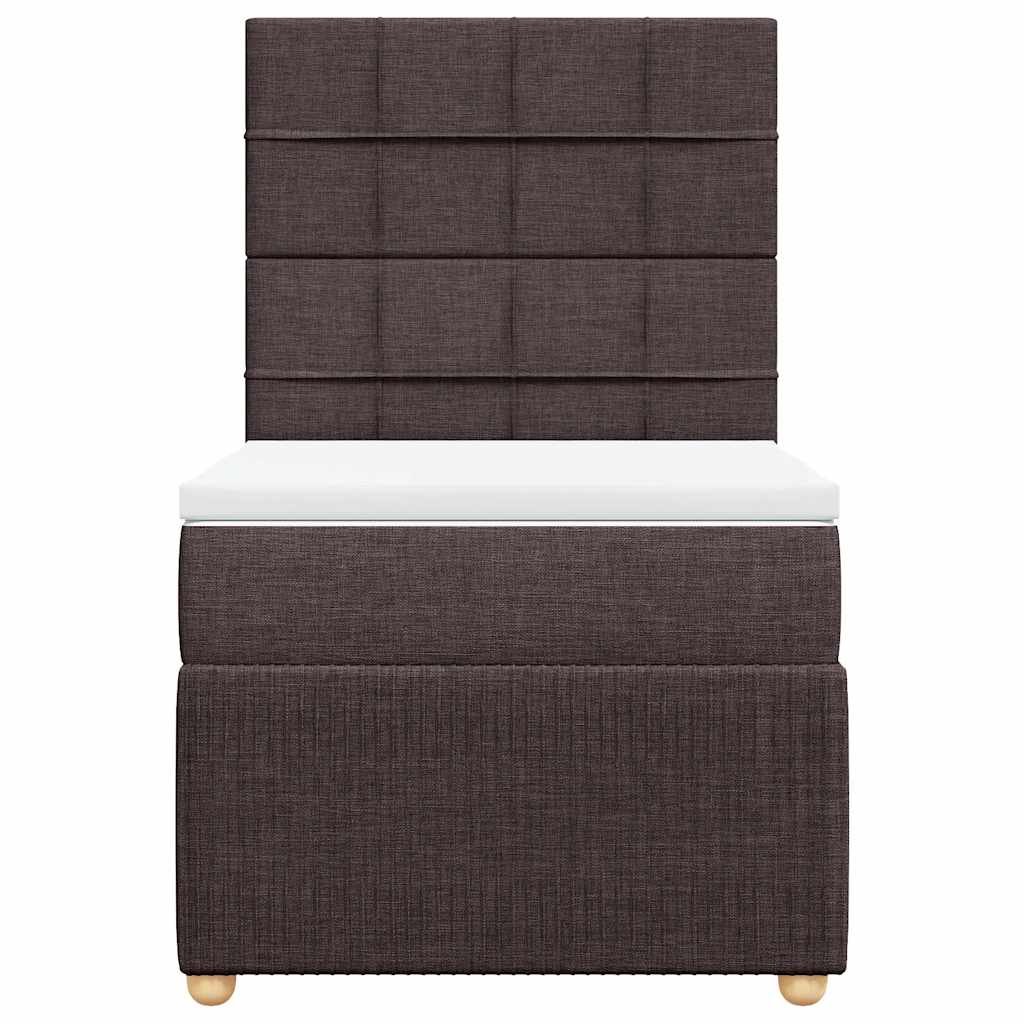 vidaXL Cama box spring con colchón tela marrón oscuro 90x200 cm