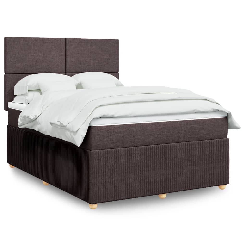 vidaXL Cama box spring con colchón tela marrón oscuro 160x200 cm