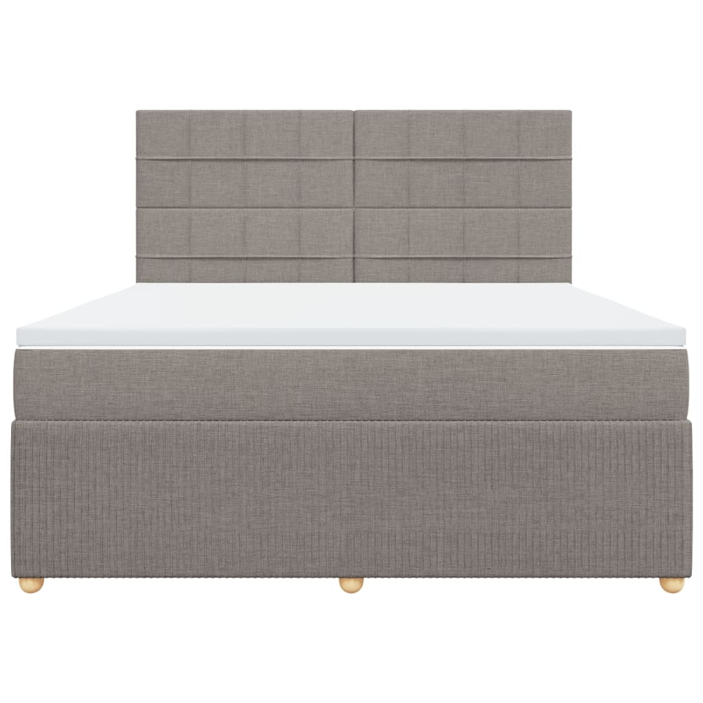 vidaXL Cama box spring con colchón tela gris taupe 180x200 cm