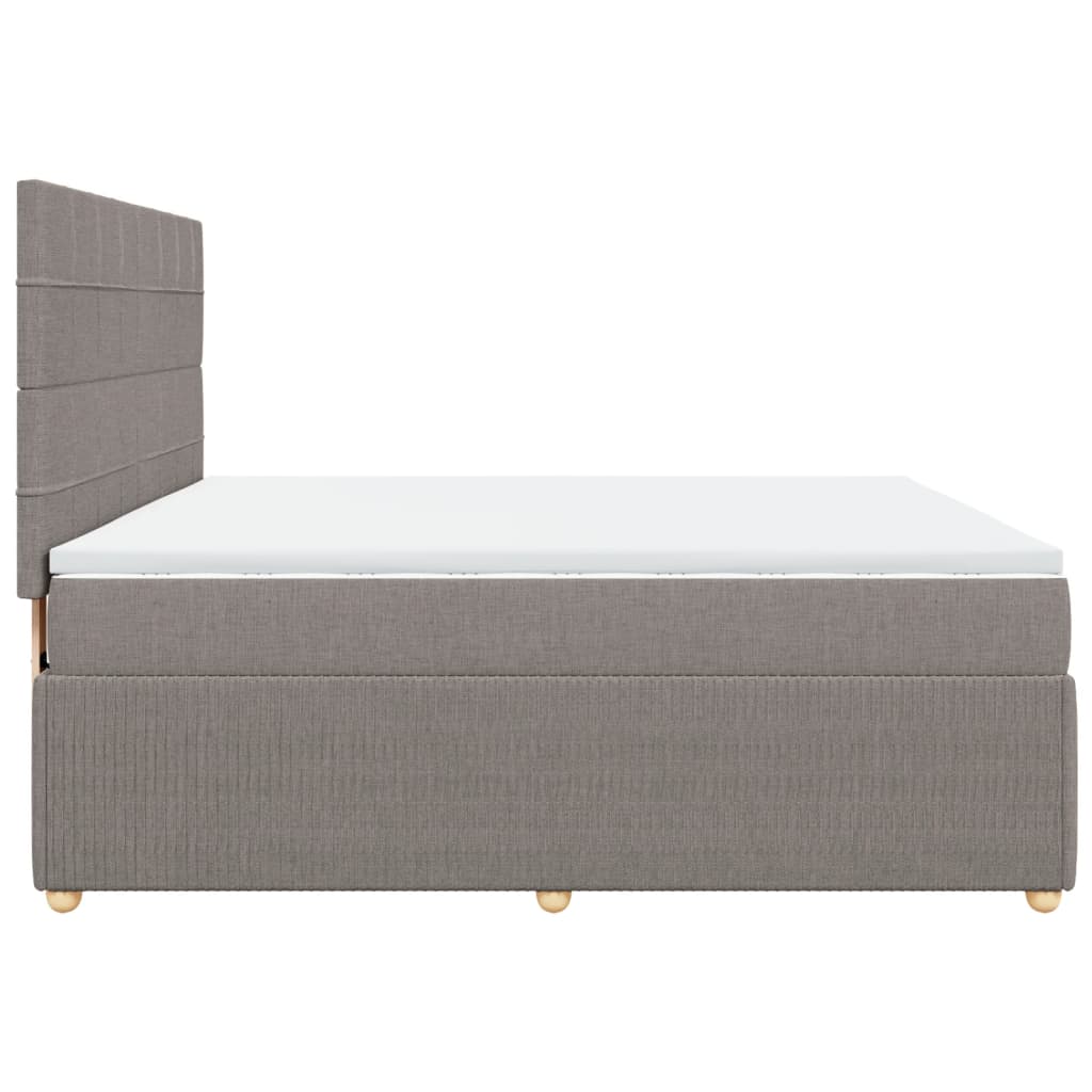 vidaXL Cama box spring con colchón tela gris taupe 180x200 cm