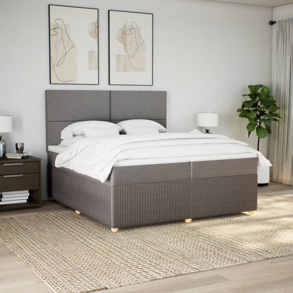 vidaXL Cama box spring con colchón tela gris taupe 200x200 cm