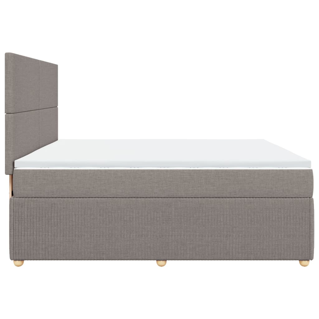 vidaXL Cama box spring con colchón tela gris taupe 200x200 cm