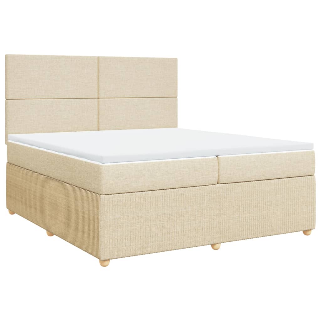 vidaXL Cama box spring con colchón tela color crema 200x200 cm