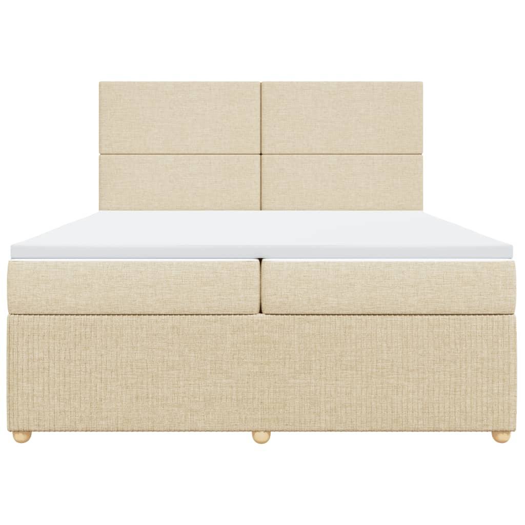 vidaXL Cama box spring con colchón tela color crema 200x200 cm