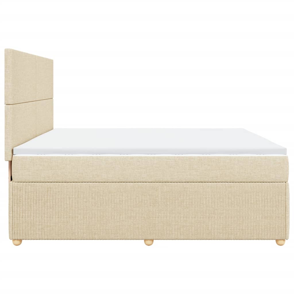 vidaXL Cama box spring con colchón tela color crema 200x200 cm