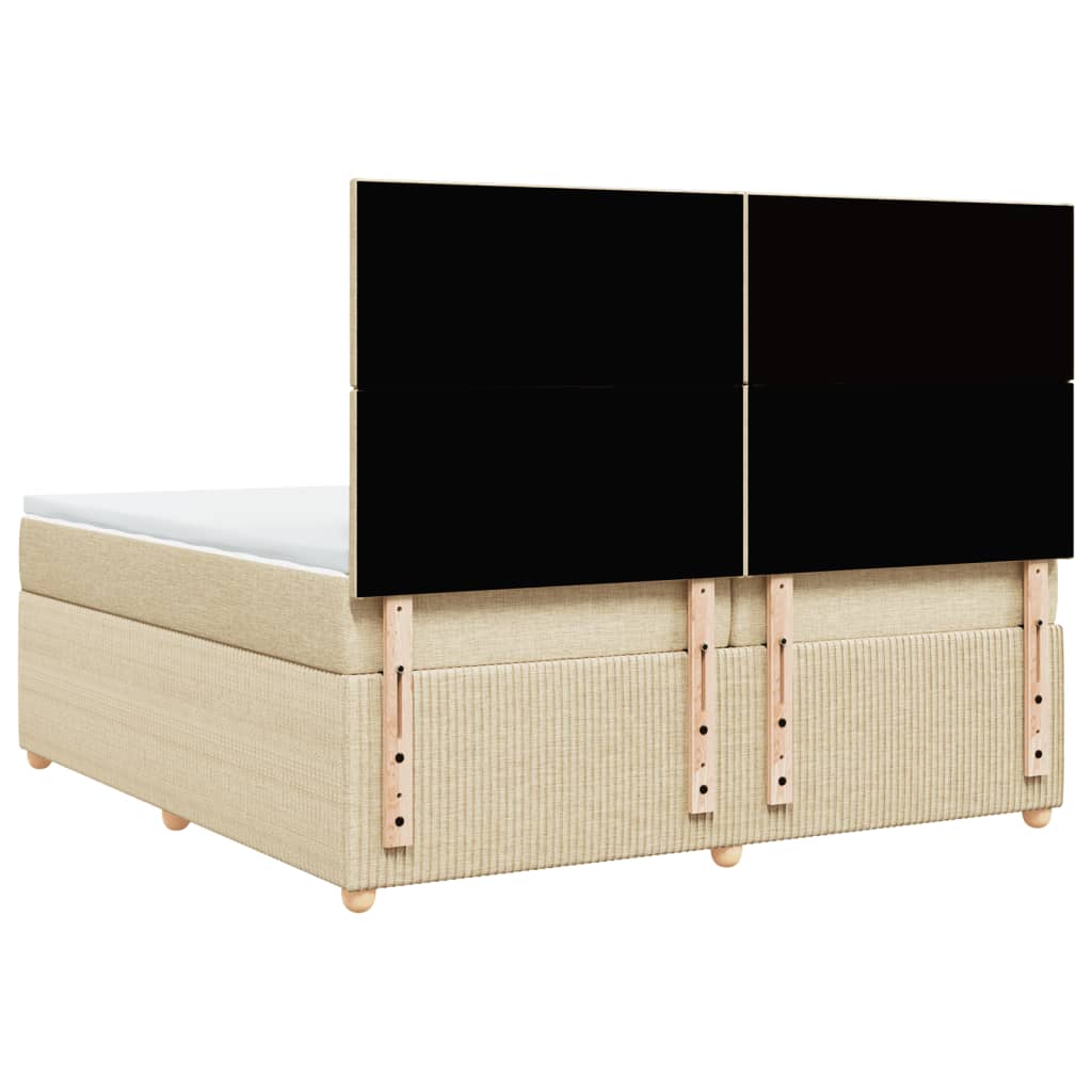 vidaXL Cama box spring con colchón tela color crema 200x200 cm