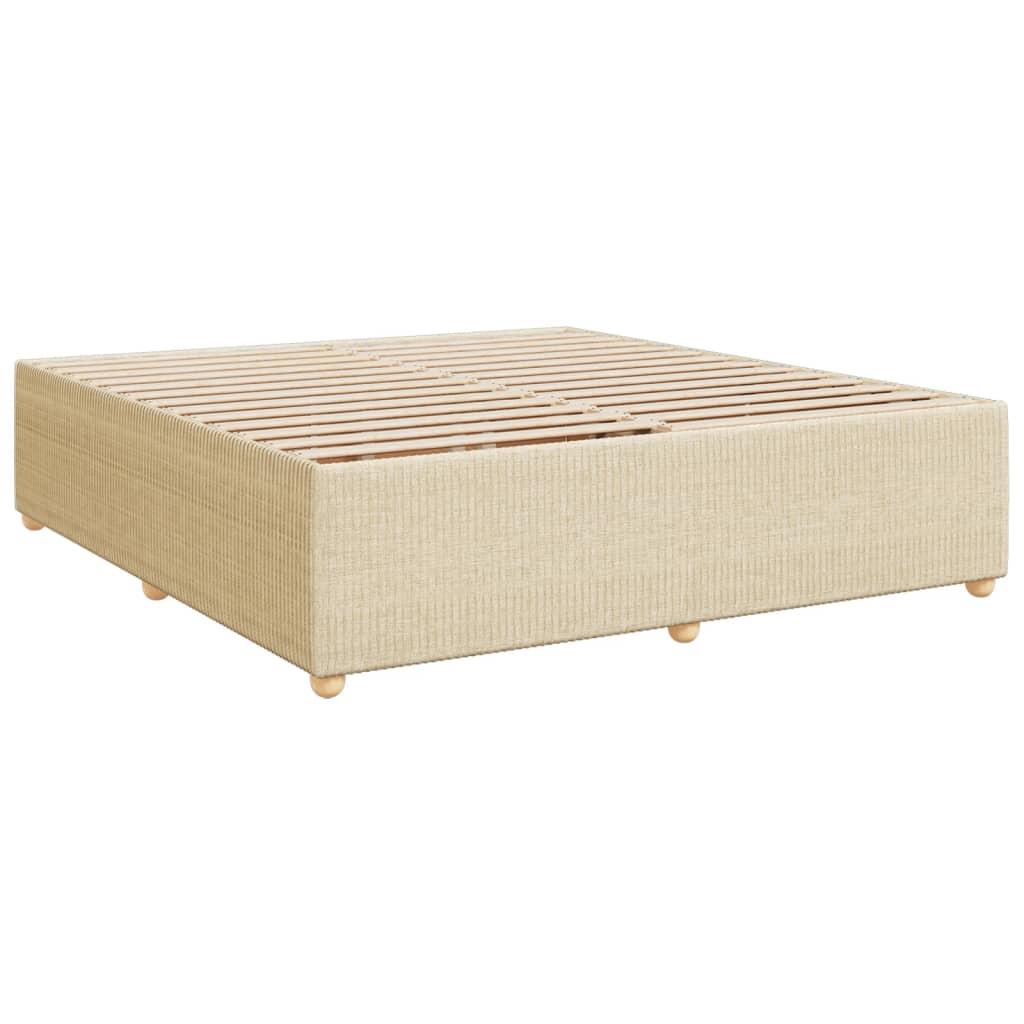 vidaXL Cama box spring con colchón tela color crema 200x200 cm