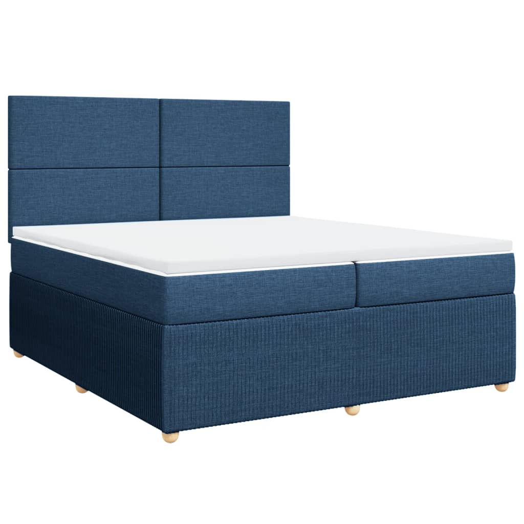 vidaXL Cama box spring con colchón tela azul 200x200 cm