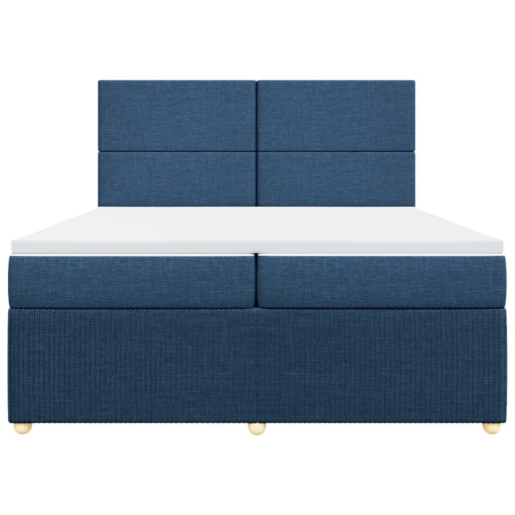 vidaXL Cama box spring con colchón tela azul 200x200 cm