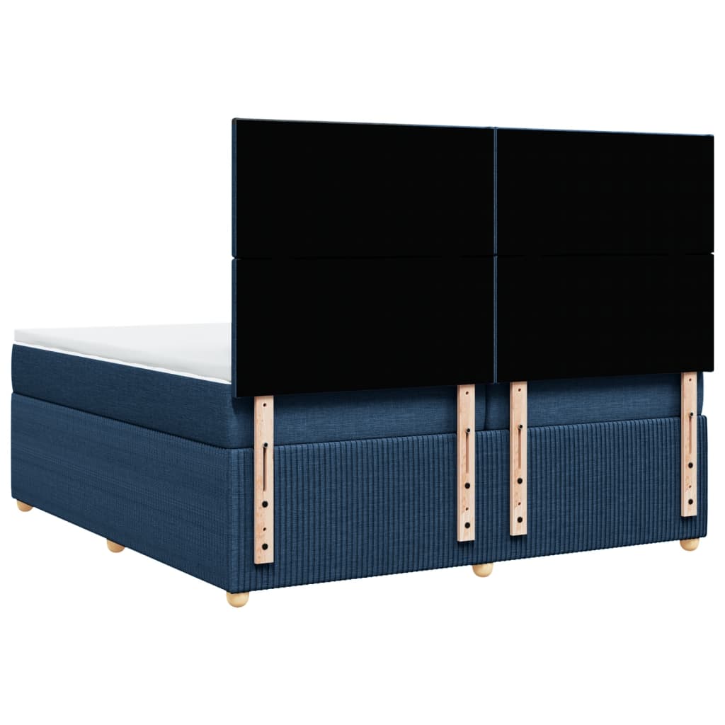 vidaXL Cama box spring con colchón tela azul 200x200 cm