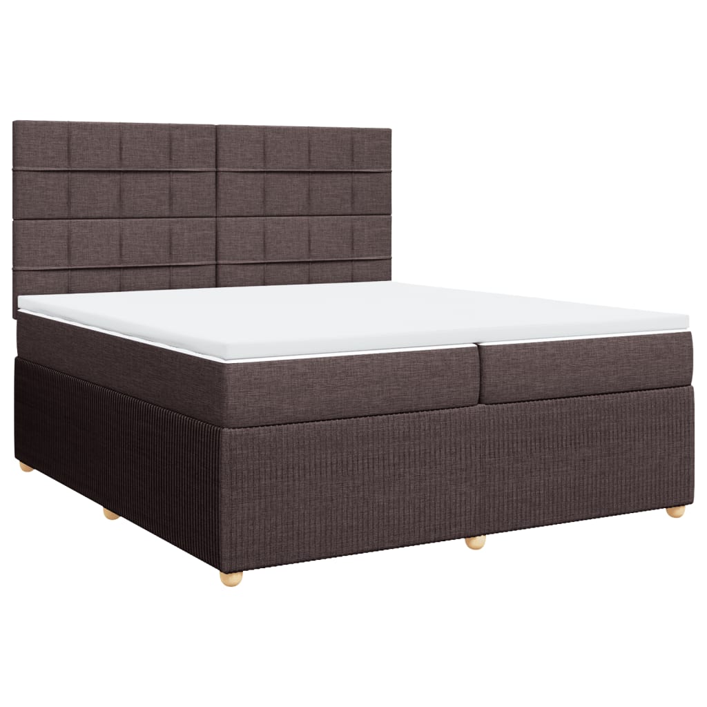 vidaXL Cama box spring con colchón tela marrón oscuro 200x200 cm