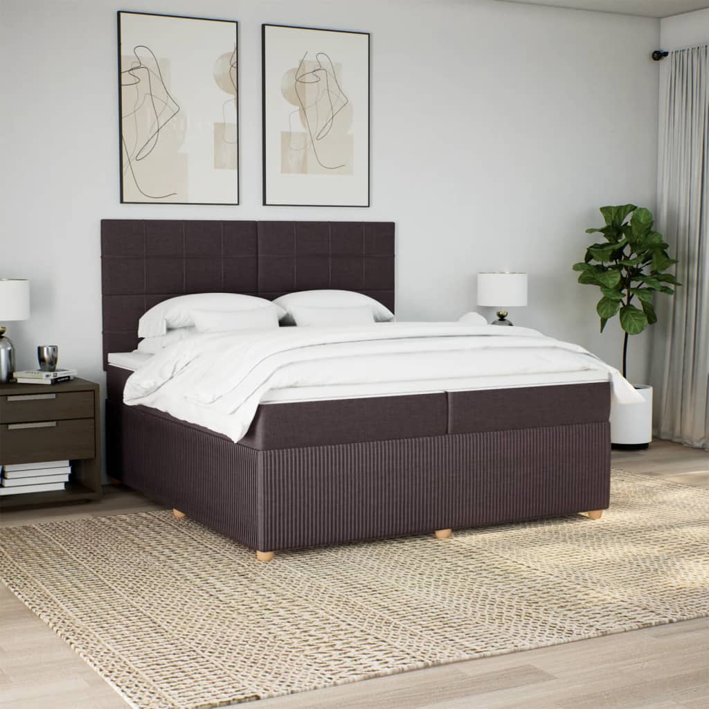 vidaXL Cama box spring con colchón tela marrón oscuro 200x200 cm