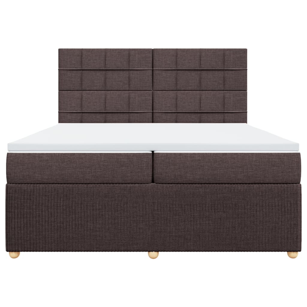 vidaXL Cama box spring con colchón tela marrón oscuro 200x200 cm