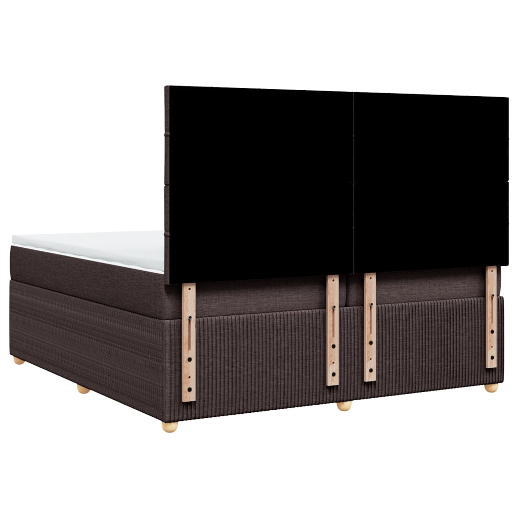 vidaXL Cama box spring con colchón tela marrón oscuro 200x200 cm