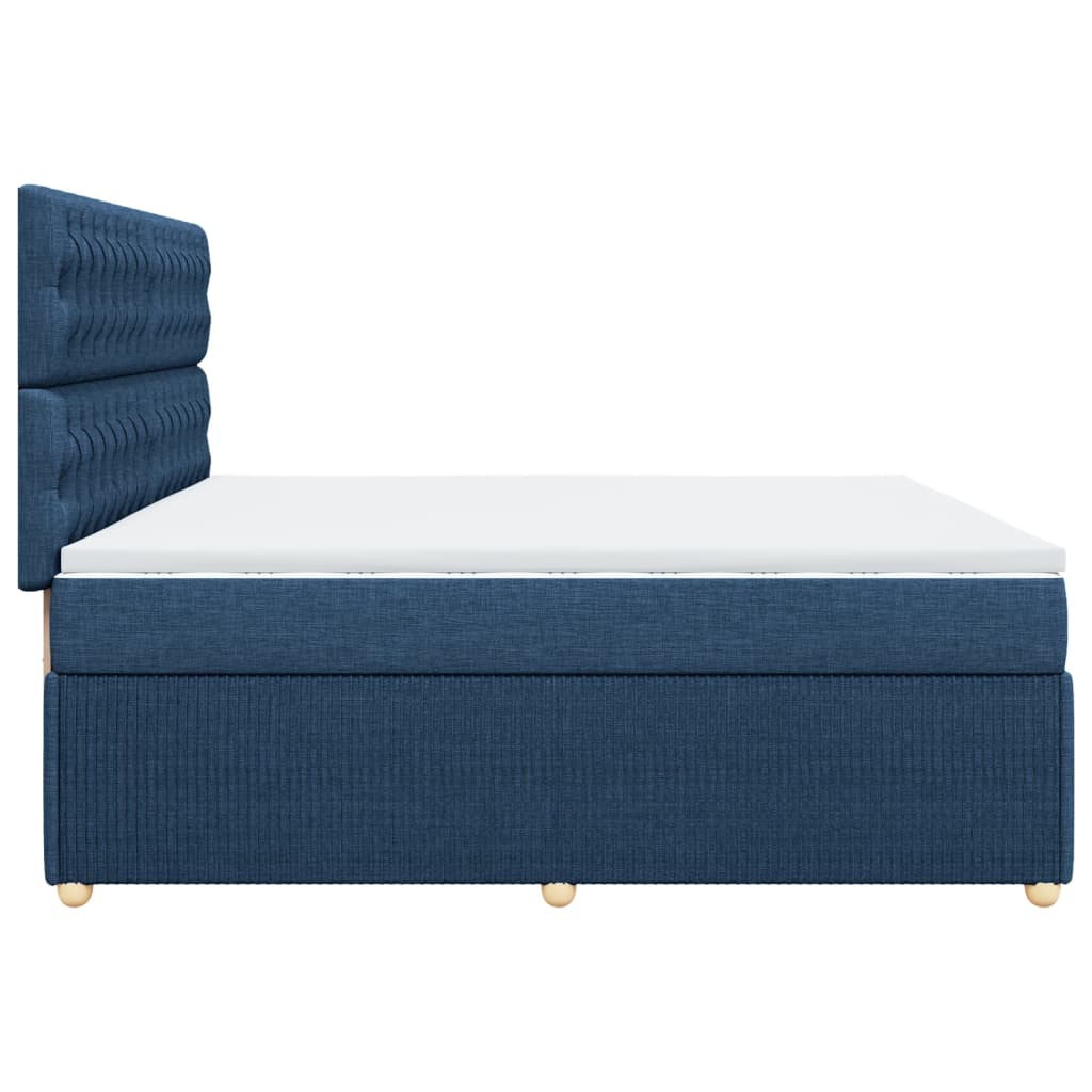 vidaXL Cama box spring con colchón tela azul 200x200 cm