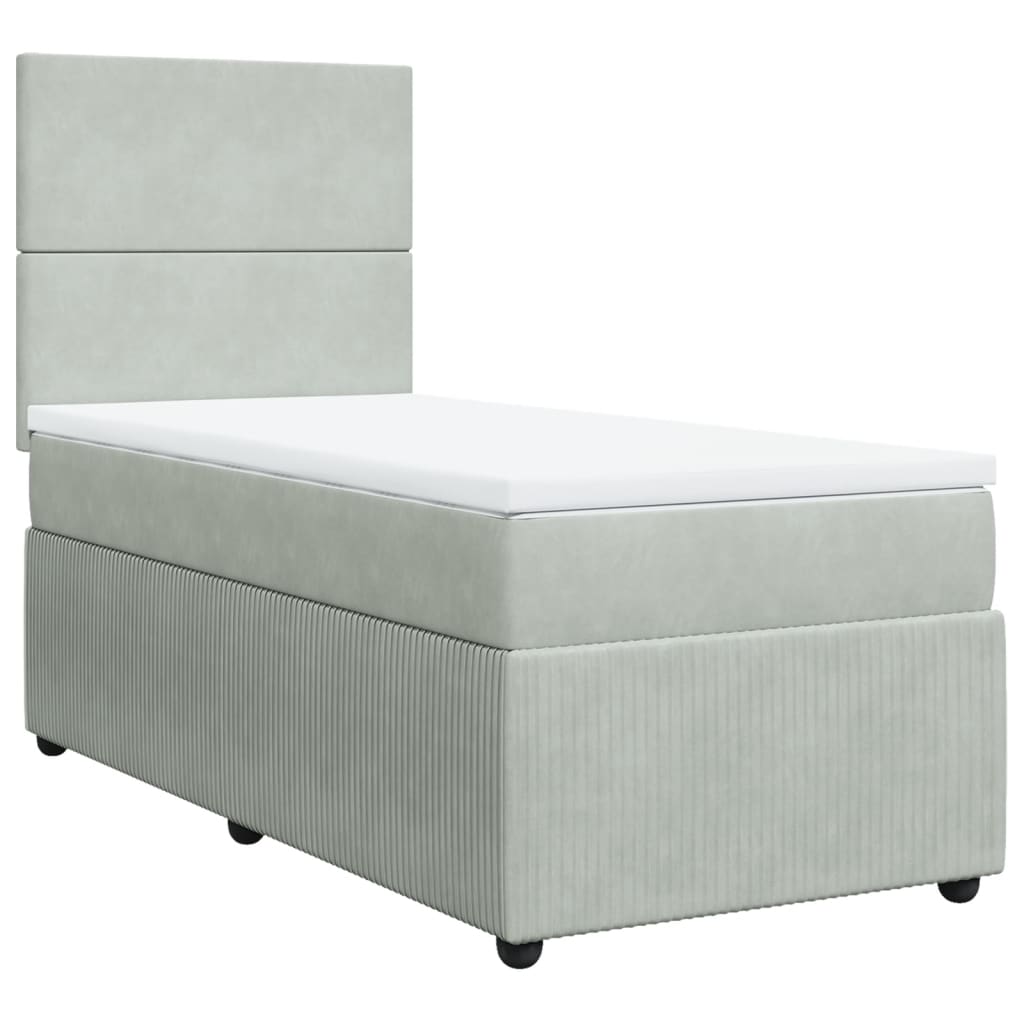 vidaXL Cama box spring con colchón terciopelo gris claro 80x200 cm