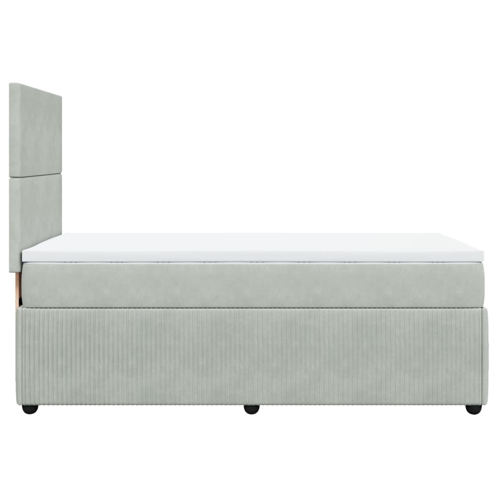 vidaXL Cama box spring con colchón terciopelo gris claro 80x200 cm