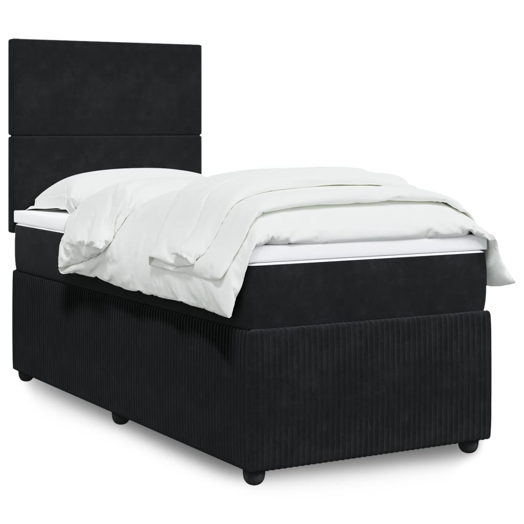 vidaXL Cama box spring con colchón terciopelo negro 80x200 cm