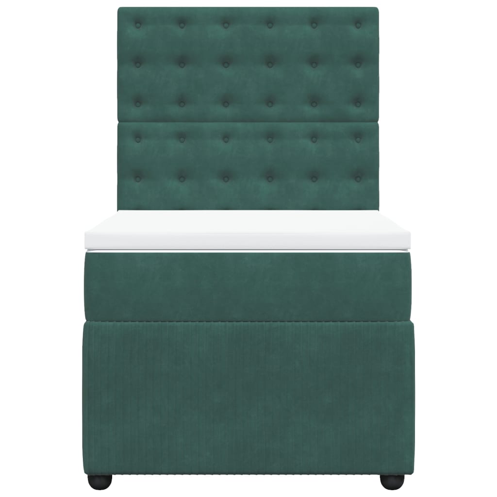 vidaXL Cama box spring con colchón terciopelo verde oscuro 80x200 cm