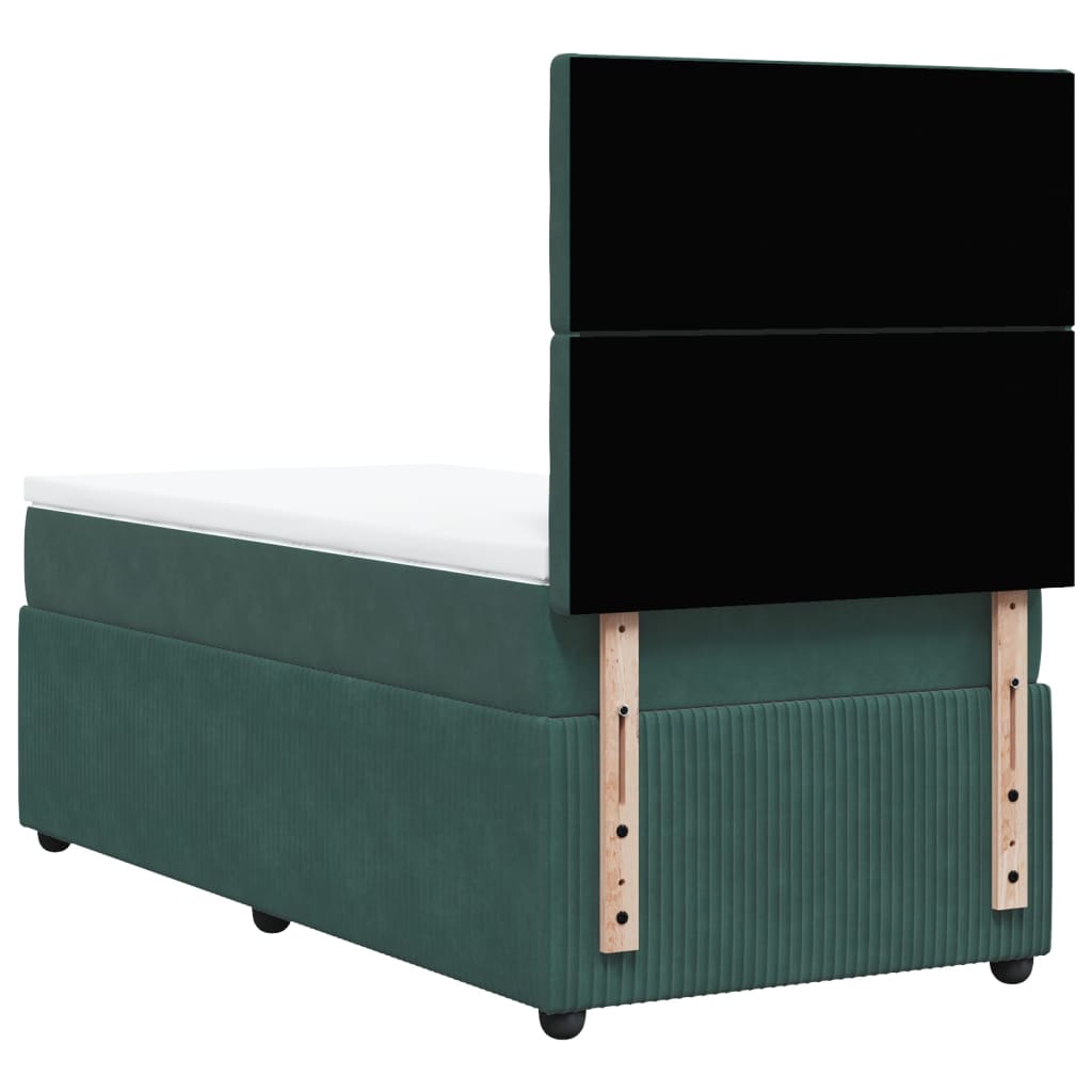 vidaXL Cama box spring con colchón terciopelo verde oscuro 80x200 cm