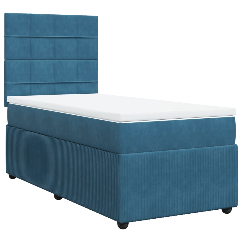 vidaXL Cama box spring con colchón terciopelo azul oscuro 90x190 cm