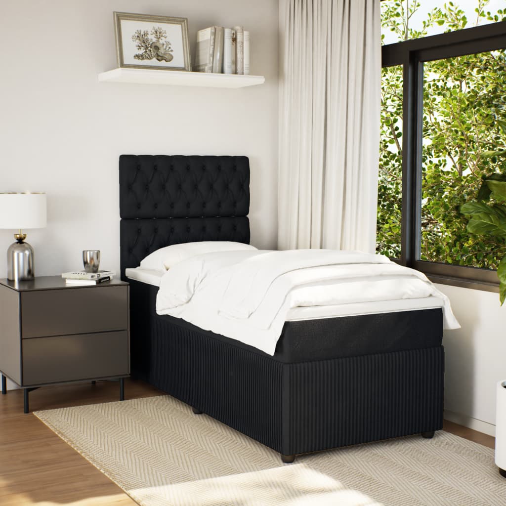 vidaXL Cama box spring con colchón terciopelo negro 90x200 cm