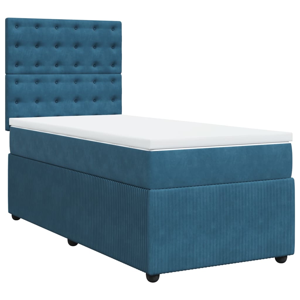 vidaXL Cama box spring con colchón terciopelo azul oscuro 90x200 cm