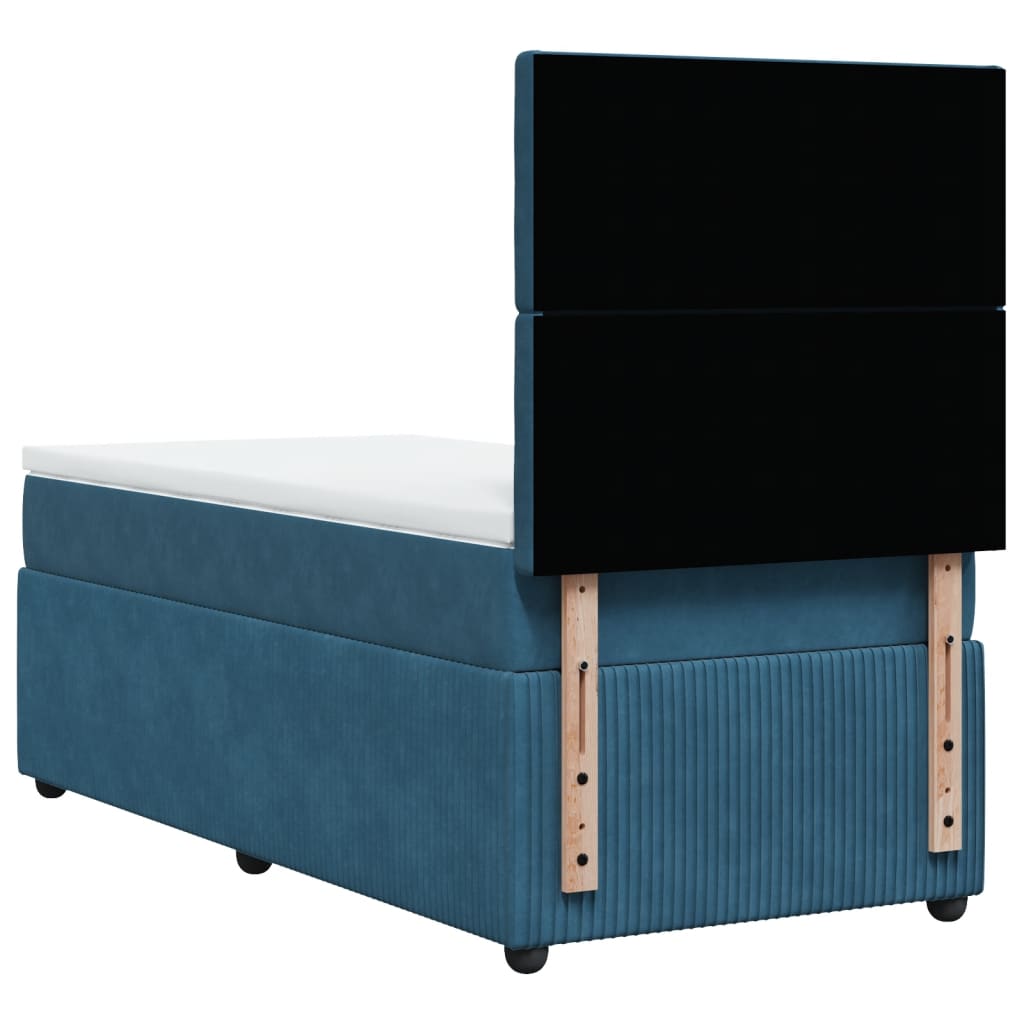 vidaXL Cama box spring con colchón terciopelo azul oscuro 90x200 cm