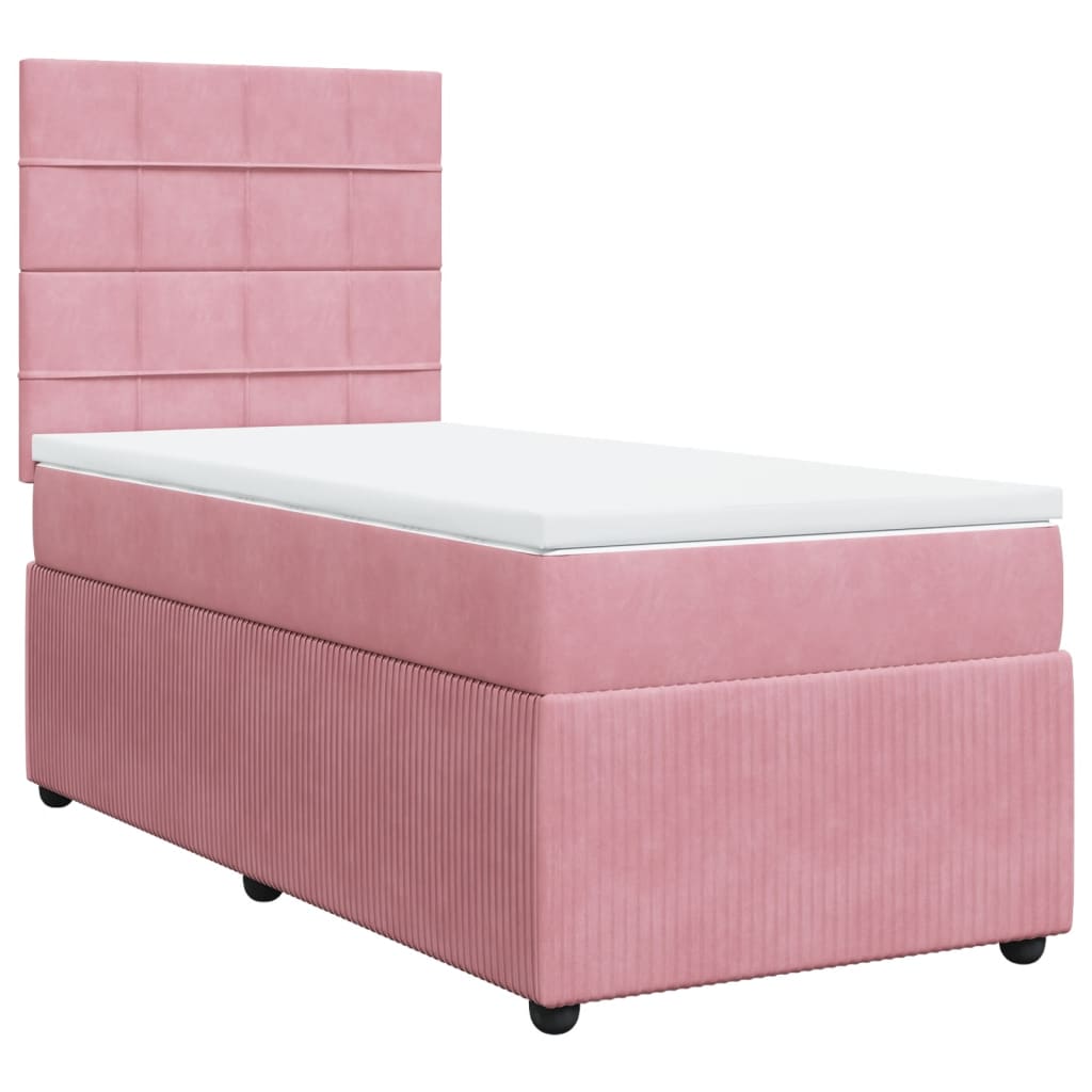 vidaXL Cama box spring con colchón terciopelo rosa 100x200 cm