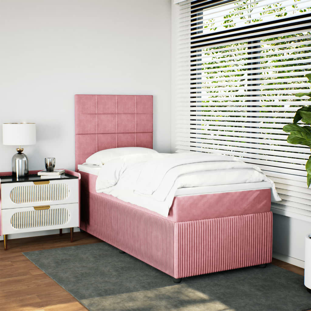 vidaXL Cama box spring con colchón terciopelo rosa 100x200 cm