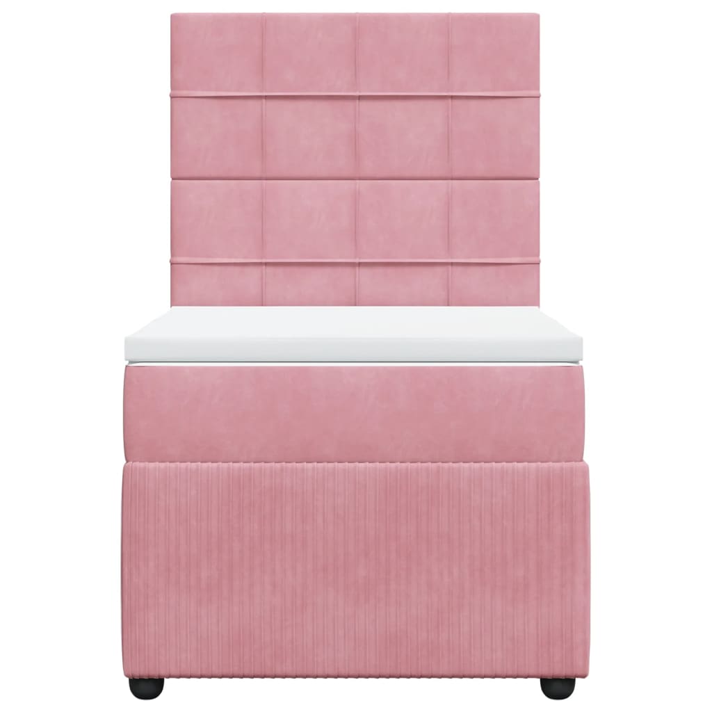 vidaXL Cama box spring con colchón terciopelo rosa 100x200 cm