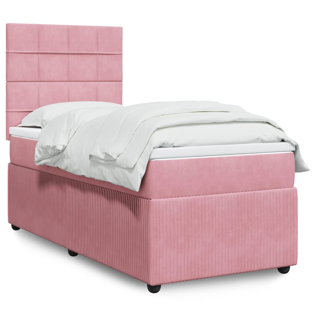 vidaXL Cama box spring con colchón terciopelo rosa 100x200 cm