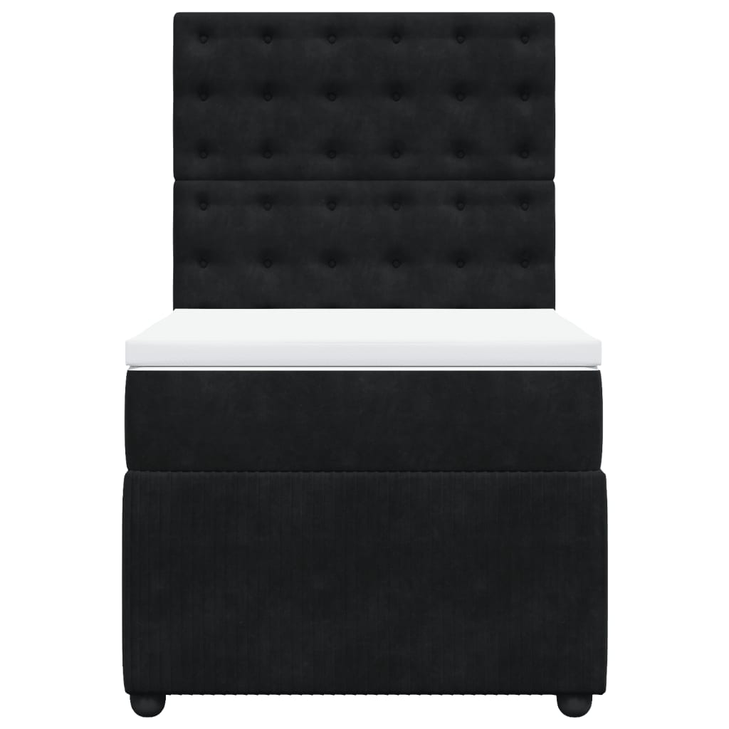 vidaXL Cama box spring con colchón terciopelo negro 100x200 cm