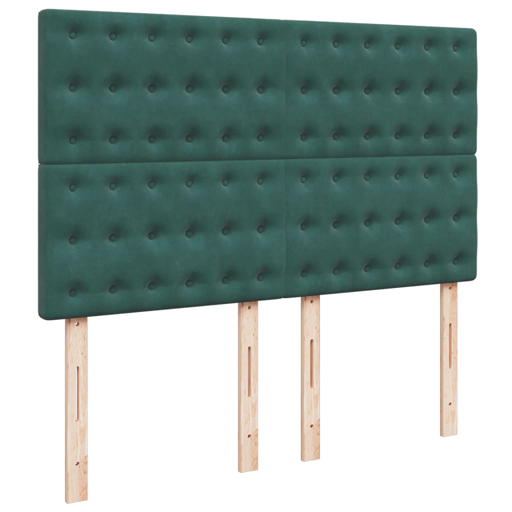 vidaXL Cama box spring con colchón terciopelo verde oscuro 140x190 cm