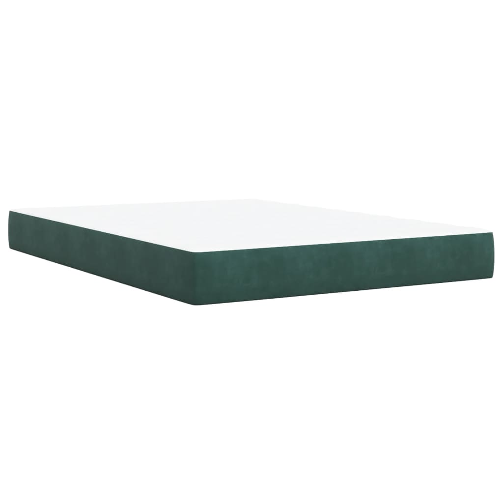 vidaXL Cama box spring con colchón terciopelo verde oscuro 140x190 cm