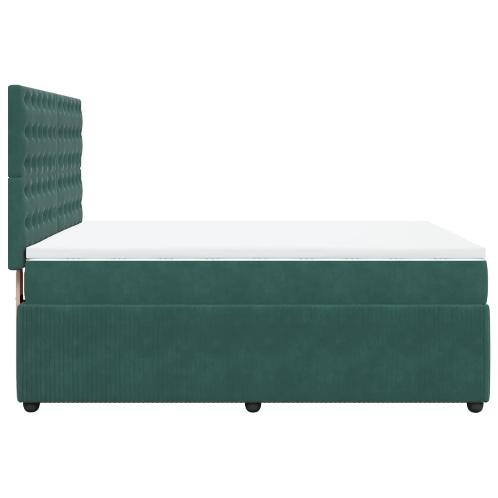 vidaXL Cama box spring con colchón terciopelo verde oscuro 140x200 cm