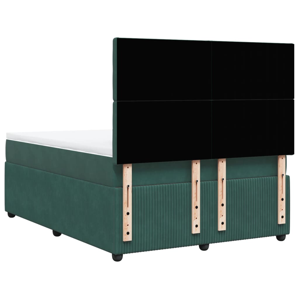 vidaXL Cama box spring con colchón terciopelo verde oscuro 140x200 cm