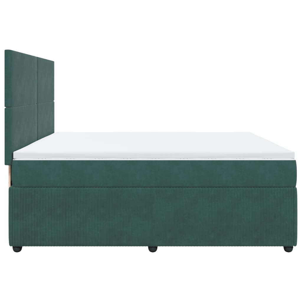 vidaXL Cama box spring con colchón terciopelo verde oscuro 200x200 cm