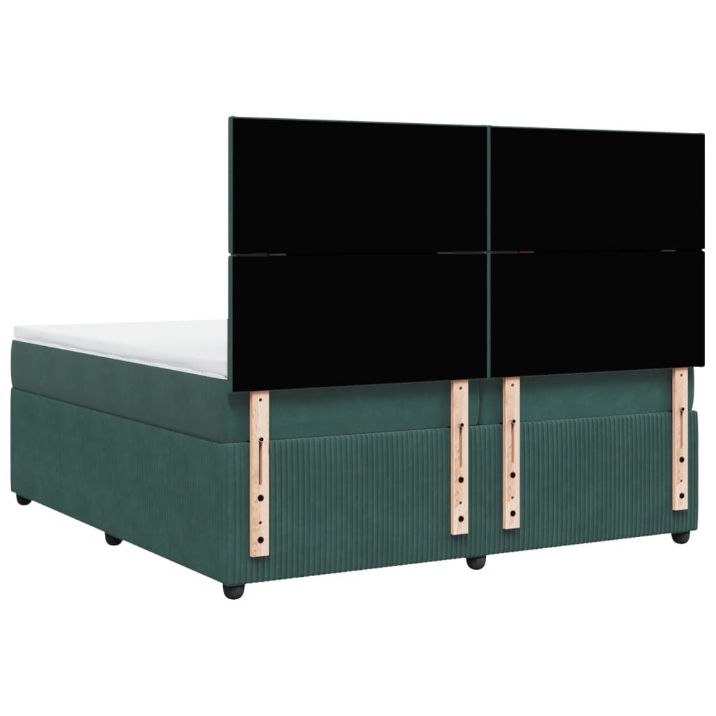 vidaXL Cama box spring con colchón terciopelo verde oscuro 200x200 cm