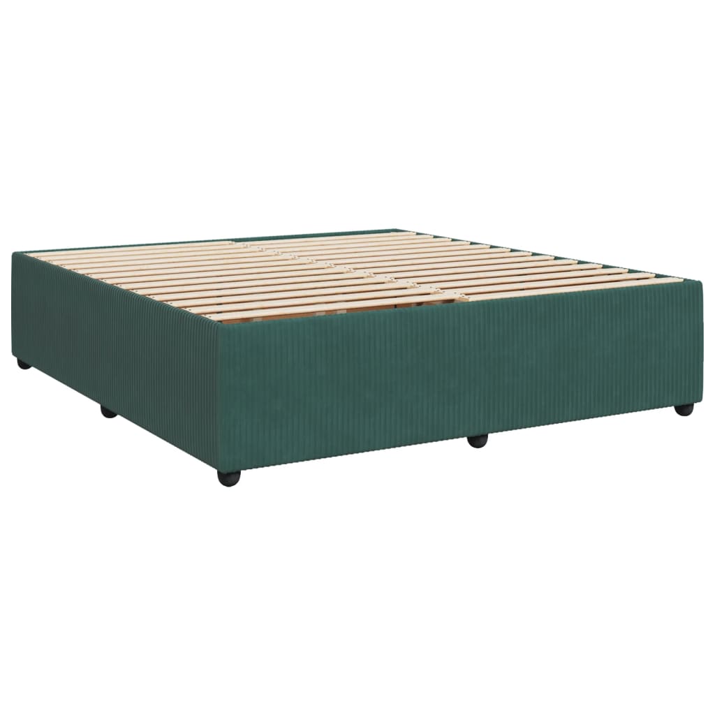 vidaXL Cama box spring con colchón terciopelo verde oscuro 200x200 cm