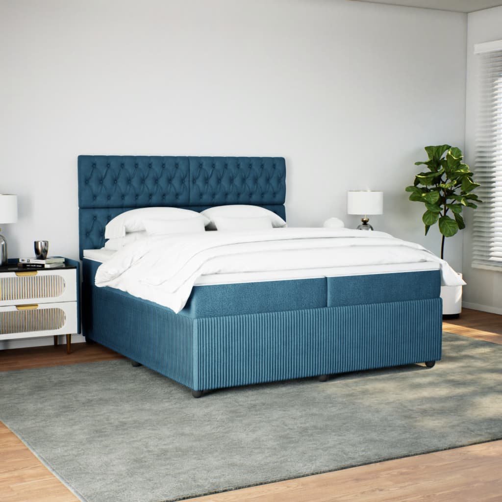 vidaXL Cama box spring con colchón terciopelo azul oscuro 200x200 cm