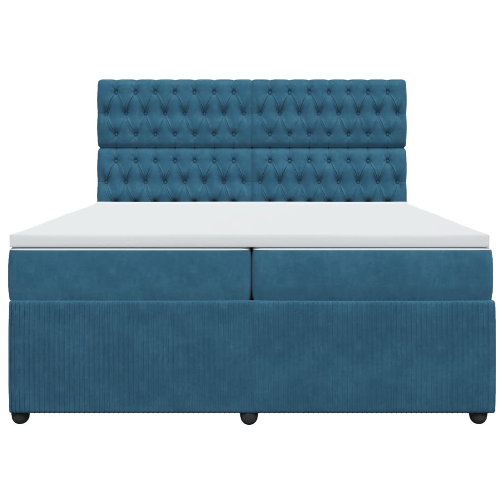 vidaXL Cama box spring con colchón terciopelo azul oscuro 200x200 cm