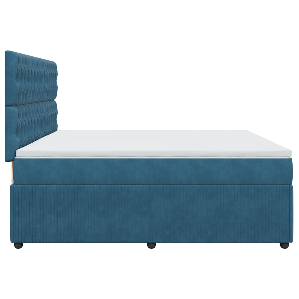 vidaXL Cama box spring con colchón terciopelo azul oscuro 200x200 cm