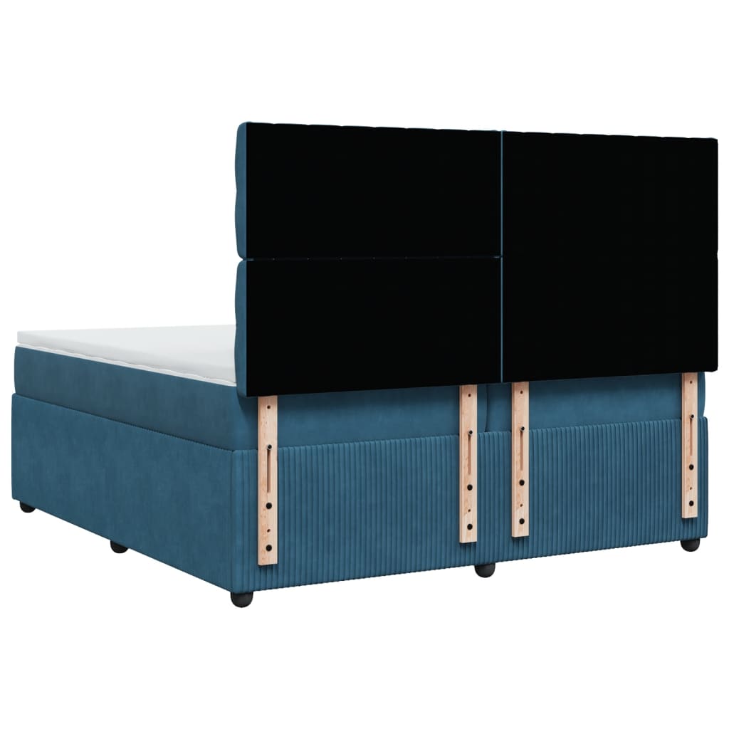 vidaXL Cama box spring con colchón terciopelo azul oscuro 200x200 cm