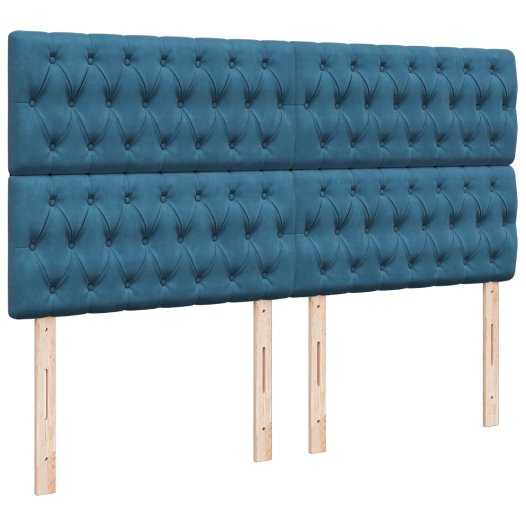 vidaXL Cama box spring con colchón terciopelo azul oscuro 200x200 cm