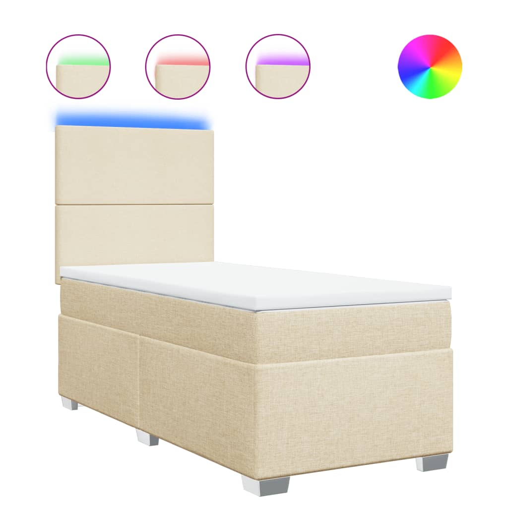 vidaXL Cama box spring con colchón tela color crema 90x190 cm